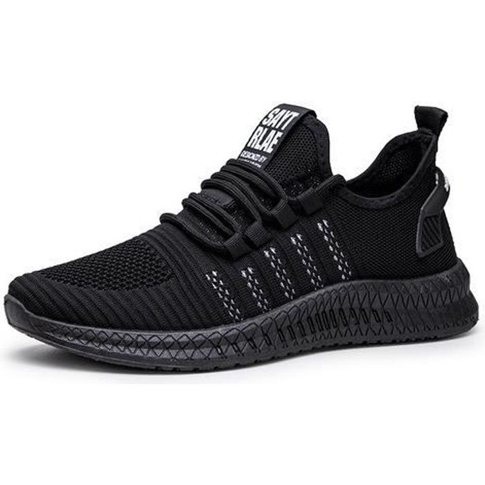 Chaussures de course de sport pour hommes, chaussures légères en maille volante-gris