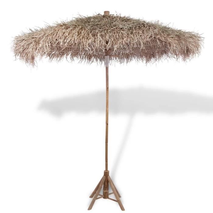 Economique Parasol en bambou avec toit en feuilles de bananier 270 cm.