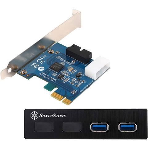 SilverStone SST-EC03S-P - Carte PCI-E Express USB 3.0, Connecteur d'alimentation avec 4 broches mâles 5V et 1 connecteur USB 3.0 ...