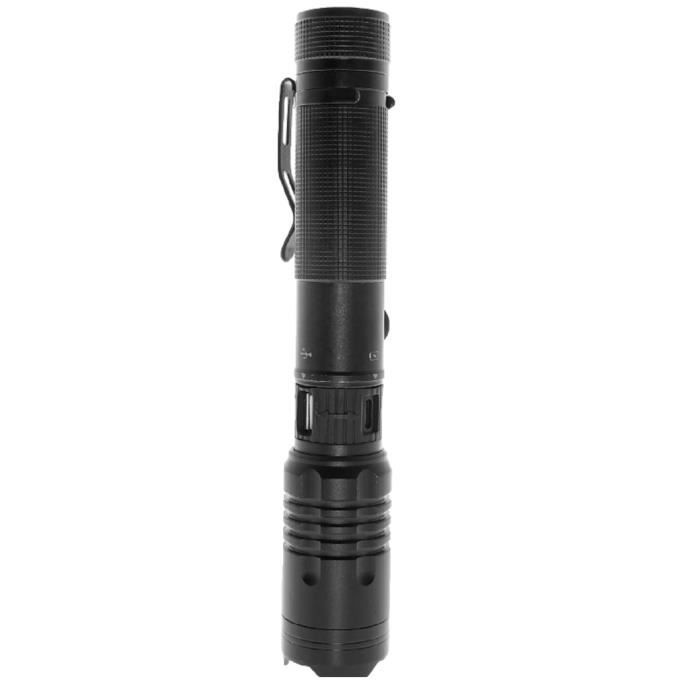 FISHTEC Lampe Torche LED CREE Puissante 1500 Lumens - Rechargeable USB - Portée 1000 M - 2 Modes d'Eclairage