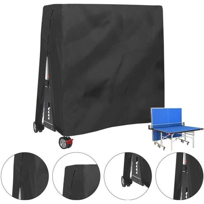 Housse pour Table de Ping Pong, Étanche, Résistance au Vent, Anti-UV, Oxford Bâche de Protection Table de Tennis de Table - Noir
