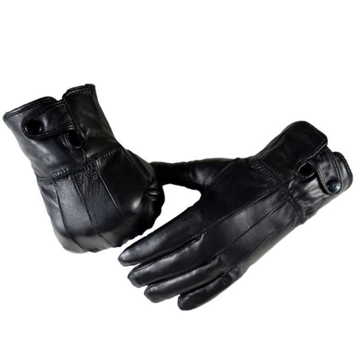 TEMPSA Gants en cuir Homme Gants de moto vélo hiver chaud thermique imperméables