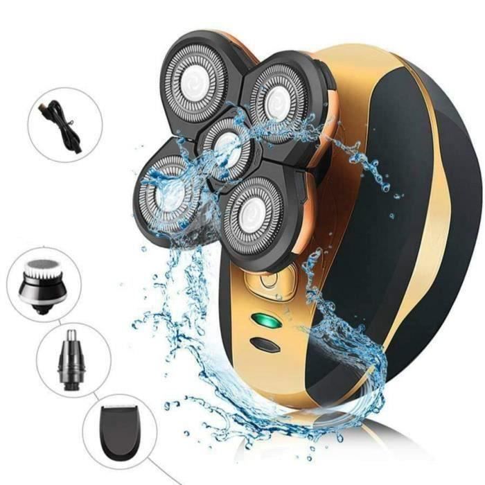 HK1-33061Rasoir Hommes 5 En 1 Tondeuse Barbe Cheveux Avec 5D Têtes Rotatives Électrique Rotatif Tondeuse À Barbe,USB Rechargeable,