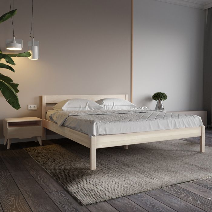 lit 180x200 cm en bois huilé - cadre de lit kaja scandi style avec lattes - bois de bouleau stratifié - supporte 350 kg
