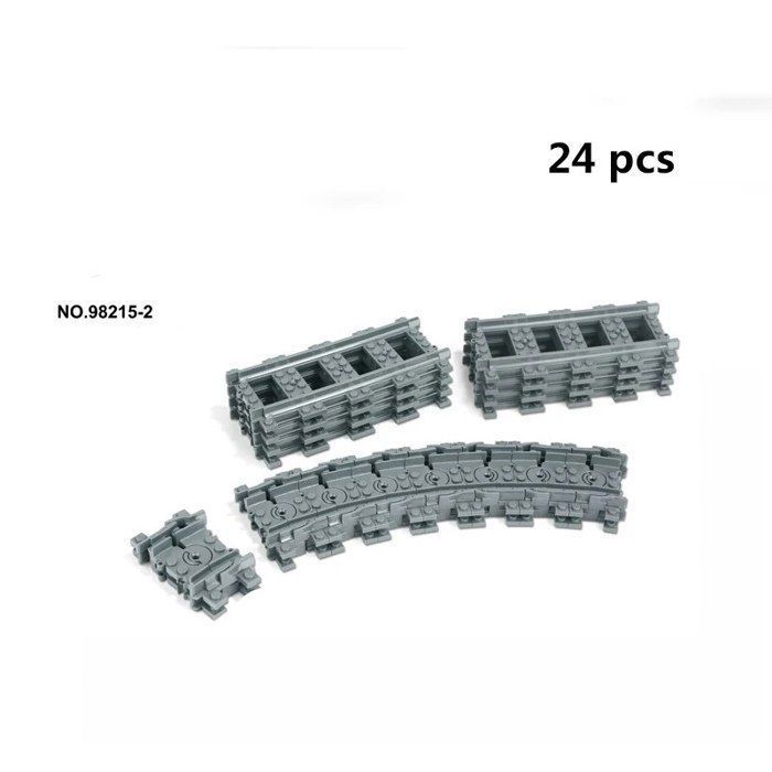 HOTUT 26 Pièces Rails De Train - 20 Courbes, 4 Droits, 2 Aiguillages - Extension Compatible Avec Les Grandes Marques De Circuits - Pour Ville Et Construction