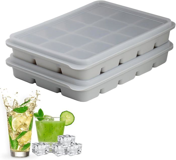 Moules à Glaçons Silicone Avec Couvercle - 2 X 37 Compartiments Hexagonaux, Facile à Démouler, Sans BPA, Pour Cocktails Et Bière