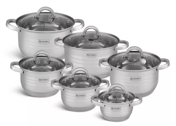 Edenberg Set de 12 casseroles, acier inoxydable, induction,avec ...