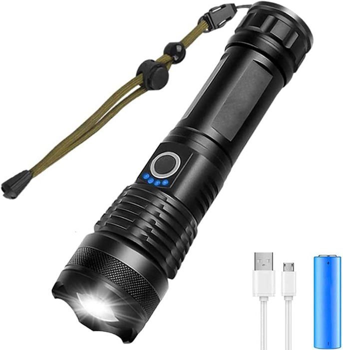 LED USB Rechargeable Ultra Puissante 3000 Lumens CREE XHP50 Lampe Torche 5 Modes IP65 Étanche Militaire Zoomable