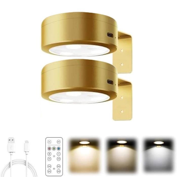 Lot De 3 Lampes Murales Magnétiques Rechargeables - Pour Tableaux & Photos - 16 Couleurs LED - Télécommande & Minuterie Incluses