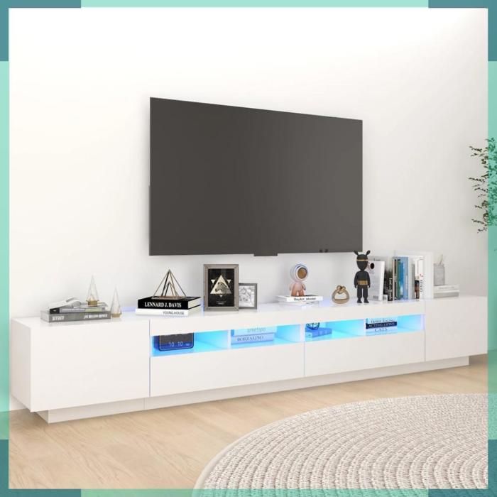 ASHATA Meuble TV avec lumières LED Blanc 260x35x40 cm -FHE3081915