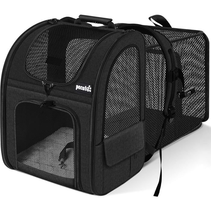 Comparer les prix de Sac Transport Chat Petit Chien Extensible, Sac a Dos Chat Respirant,Sac de Transport pour Chat avec Matelas en Peluche