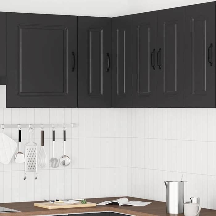 STAR - Meuble mural dangle de cuisine/Armoire haute Kalmar - noir - bois dingénierie LL319