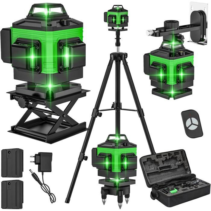 Niveau Laser Huepar 2 Lignes Croisées - Auto-nivelant, Vert, Avec Trépied - Portée 30m