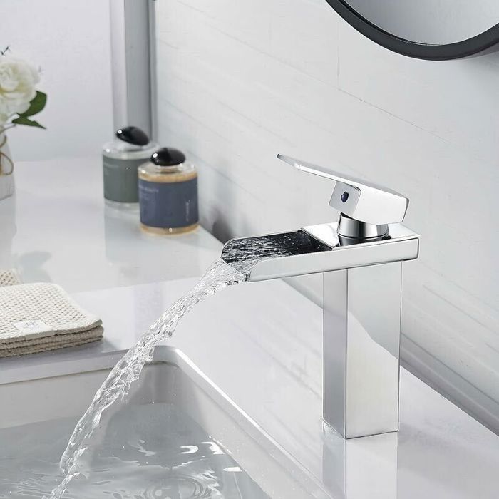 Robinet Salle Bain Cascade Chrom Mitigeur Lavabo en Laiton Moderne Mitigeur Salle de Bain Robinet Lave Main couleurs multiples