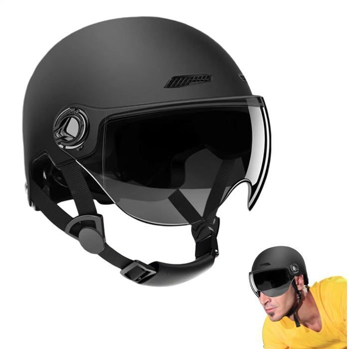 Casque Moto Jet Casque Ouvert Visage Avec Des Lunettes De Protection,ECE Homologué Pour Hommes Adultes Et Femmes Rétro Moto Demi Casques Scooter Safety Casques E,2XL=61-62cm