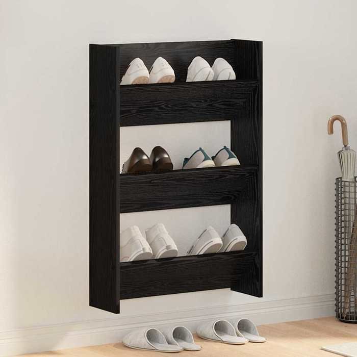 vidaXL Cabinets à chaussures muraux Autre Chêne noir Bois dingénierie 875150