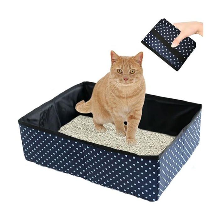 1pc Bac à Litière pour Chat Pliable Portable Litière de Voyage pour Chat Boîte à Litière Pliable pour Chats avec Animaux Imperm