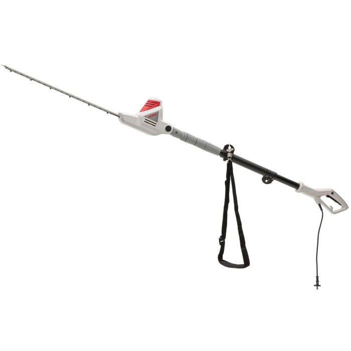 IKRA Taille Haie T&eacute;lescopique filaire 600W - Lame de coupe 59 cm Coupe 51 cm Taille Haie sur perche r&eacute;glable 1.95 - 2.40 m  