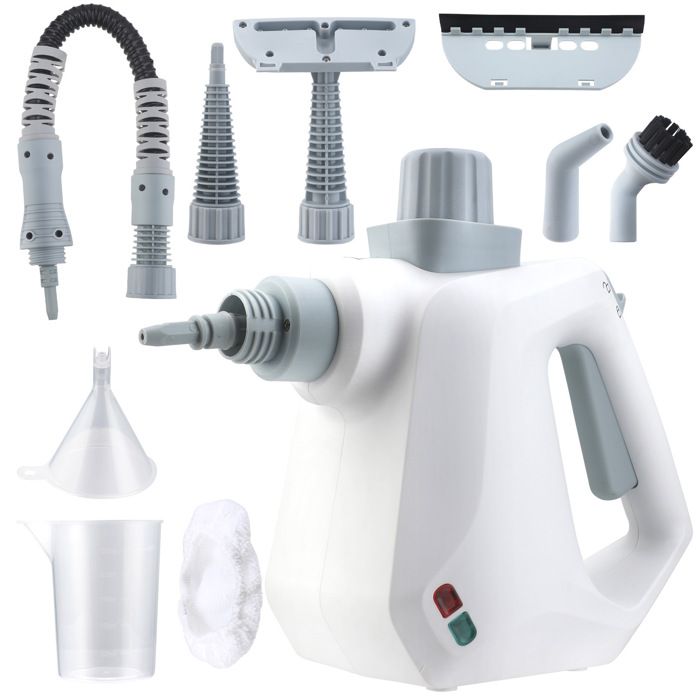 Nettoyeur Vapeur Portatif - ULISEM - 1000W - 9 Accessoires - Verrouillage Sécurité - Blanc - Ulisem