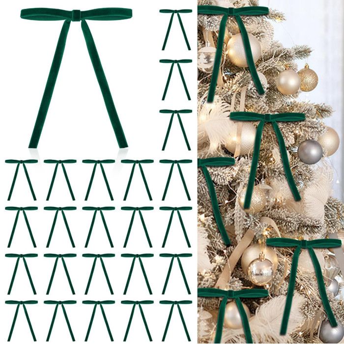 Christmas Bow, 24 Pcs Velvet Bows for Christmas Tree, 5 x 7 Inch ...