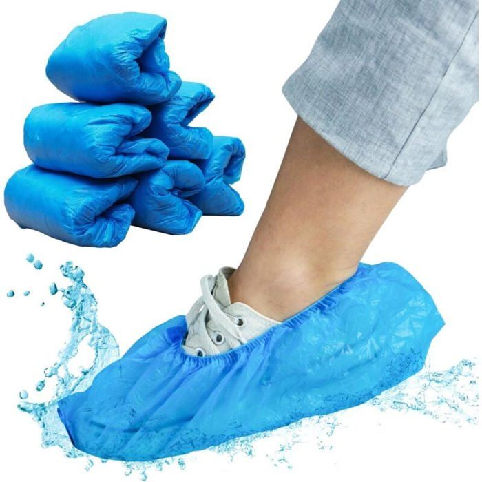 Couvre-chaussures jetables CPE bleus résistants Couvre-chaussures de protection contre la pluie Couvre-chaussures imperméables Pro