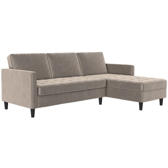 Presley - Canapé Dangle 3 Places Avec Rangement En Velours Gris