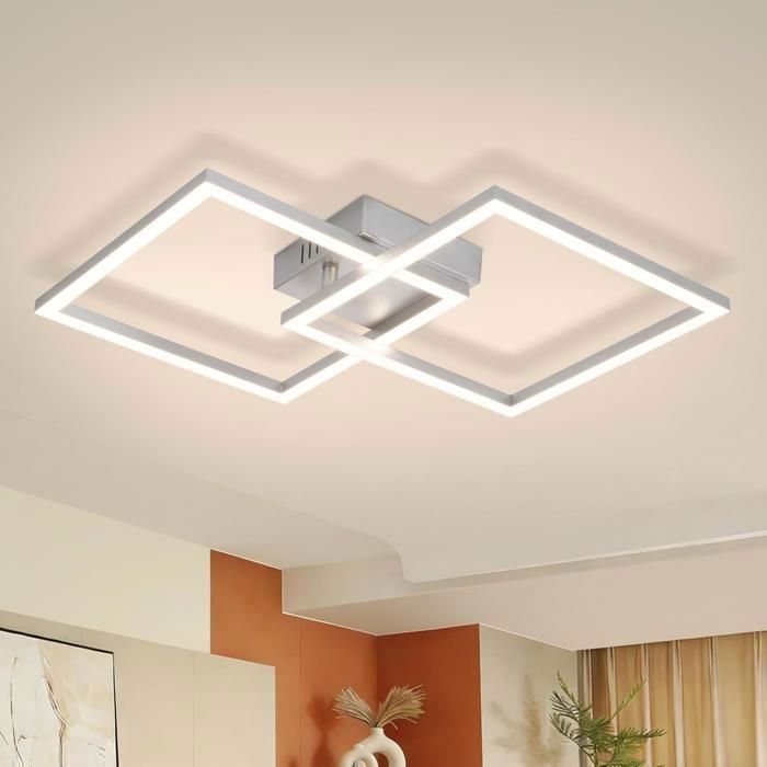 Homefire Plafonnier LED pour chambre à coucher lampe de couloir carrée argentée à angle réglable
