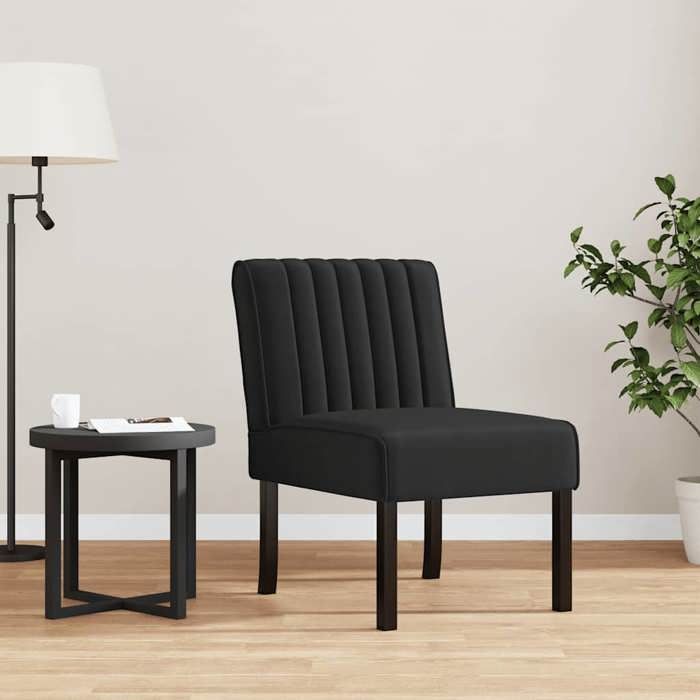 Noir Fauteuil sans accoudoirs noir velours - Fauteuil simple H17187