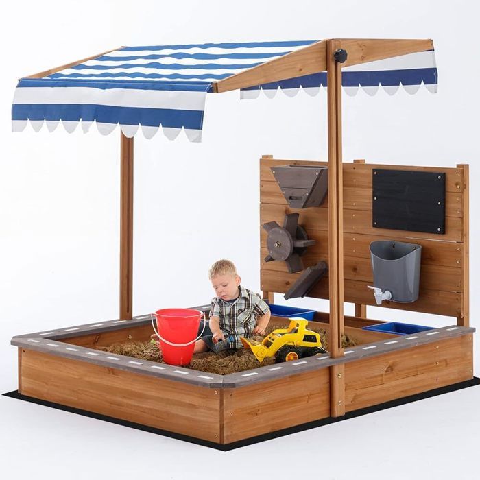 Toit pour Baby Mix bac à sable en bois 120x120 cm rouge et