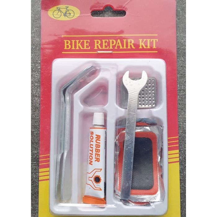 kit de réparation pneus de vélo 14 pièces rustines colle démontes pneu clés plate...