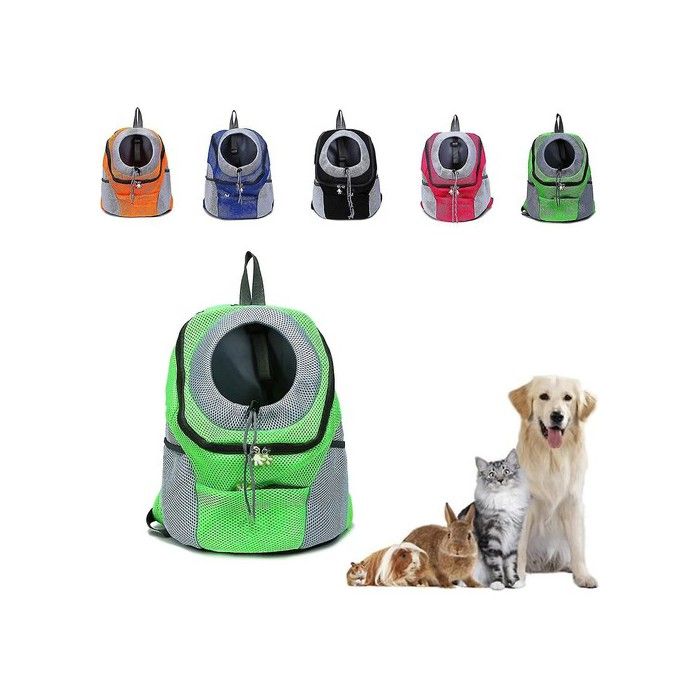Sac à dos pour chien - Randonnée et activités plein air - Ouverture pour la tête - Aéré - Portable - Vert - Confortable