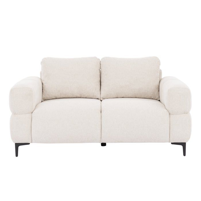 ELTON - Canapé droit tissu lisse 2 places Beige ELTON - Canapé droit tissu lisse 2 places Beige