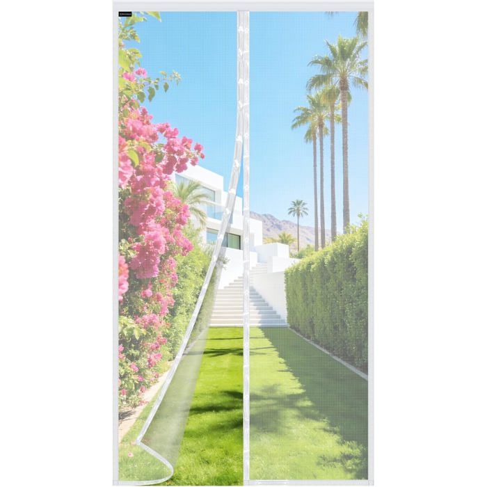 Rideau moustiquaire magnétique - DEKOPRO - 140x220 cm - Fermeture automatique - Sans perçage - Ruban adhésif inclus