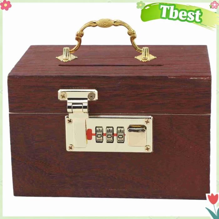 Tbest plateau de monnaie en bois Tbest coffre dargent en bois Boîte de rangement dargent en bois meuble bac Sans bords ourlés