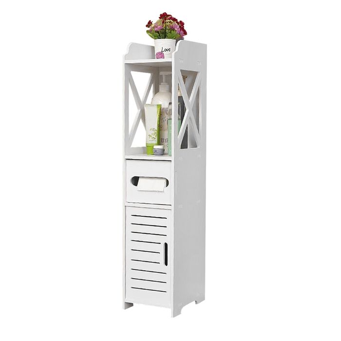 KEDIA Meuble Salle de Bain Cabinet Etagère Salle de Bains pour Chambre Couloir 1 compartiment ouvert (15x15x80)cm Blanc