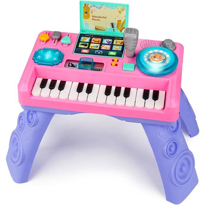 Jouet Musical Bebe 3 6 9 12 18 Mois Table de Mixage DJ avec Piano Table Activité Bébé Platine DJ Jeux Musique Enfant 1 2 3