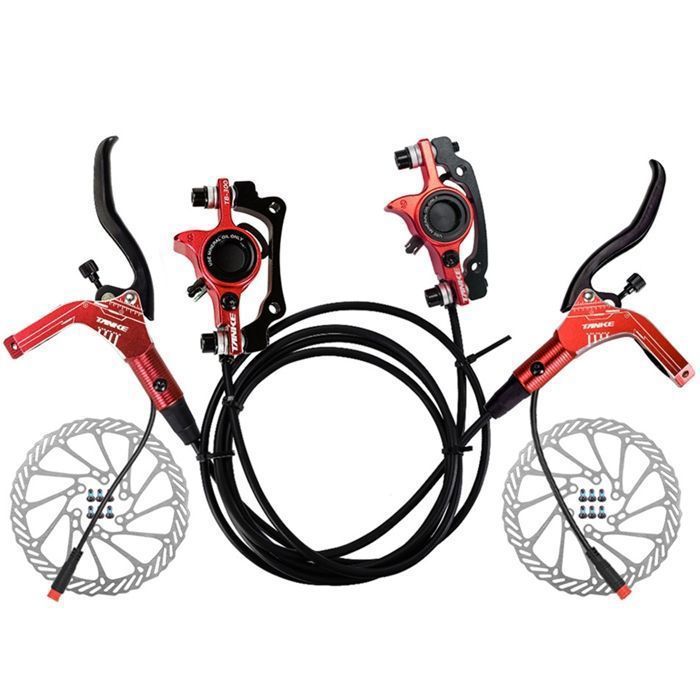 Kit Frein Hydraulique Vélo Électrique - Disques 160mm Avant et Arrière - Étrier et Levier CNC pour E-Bike et Scooter - Noir
