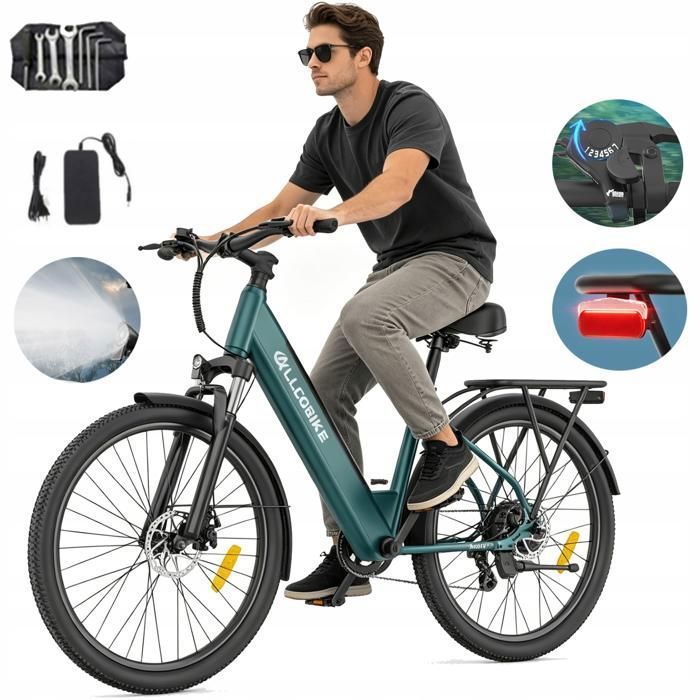 Vélo Électrique Homme Femme -ALLGOBIKE AM27- 27 5 Pouces -250W 36V 15Ah- Autonomie 100km -Shimano 7 Vitesses- Freins à Disque