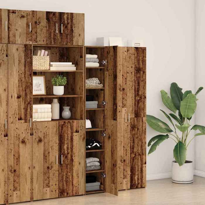 Marron Commode Salon CHIC Haut Armoire 2 pcs Buffet haut Bois ancien 30x42 5x185 cm N10051