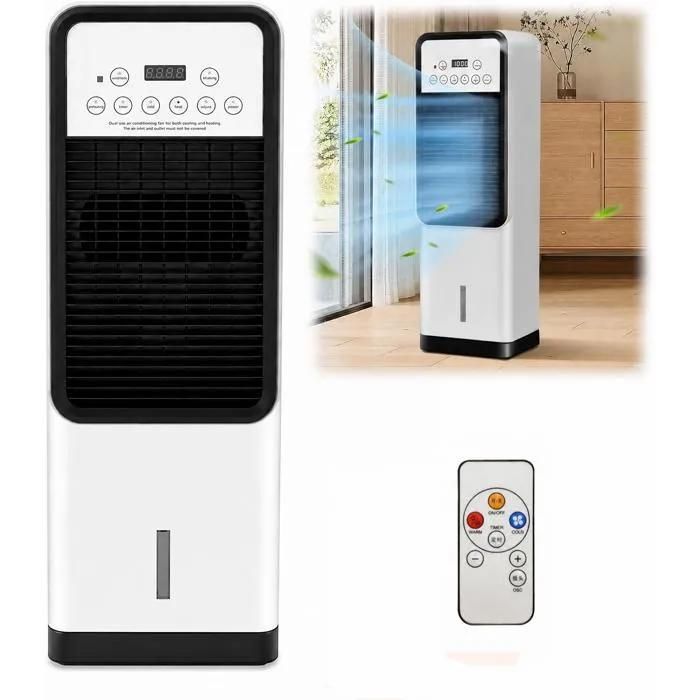 VENTILATEUR portable intelligent avec Réservoir 3L avec télécommande minuterie 7H 4 modes et 3 vitesses Blanc