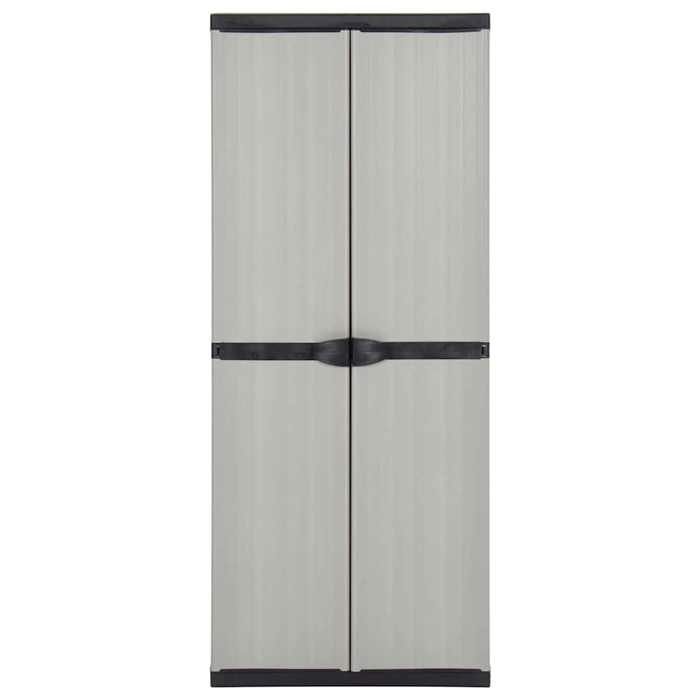 Armoire de rangement de jardin Gris - Polypropylène - Rangement - Extérieur - Noir - 68x40x168cm - 3 étagères - V2