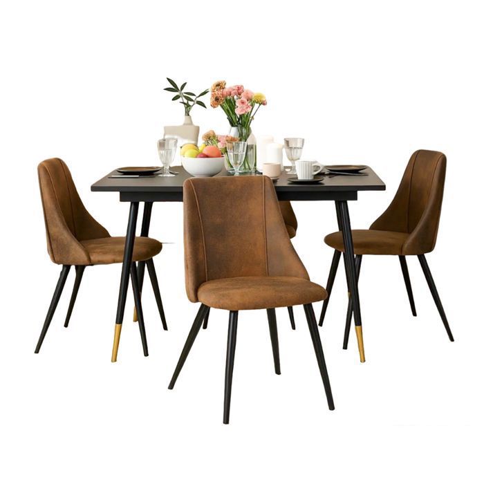 MEUBLES COSY Ensemble de salle à manger comprenant une table extensible et 4 chaises industrielles en suédine