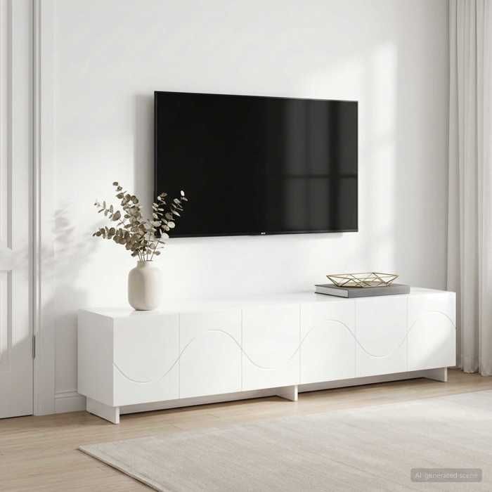 vidaXL Meuble TV 180 x 34 5 x 40 cm Blanc brillant Bois dingénierie 8011589 vidaXL Meuble TV 180 x 34 5 x 40 cm Blanc brillant Bois dingénierie 8011589