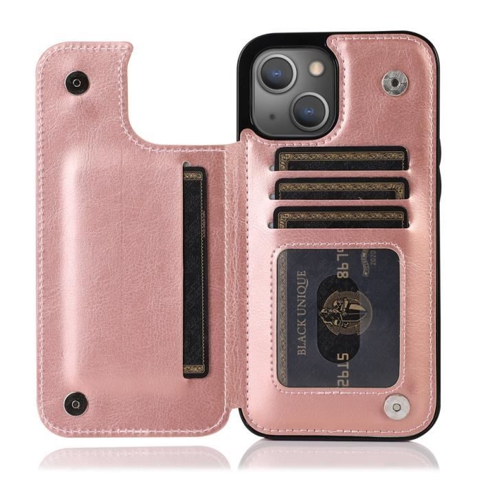 Étui Portefeuille Magnétique Pour IPhone 11/8/7/6/X/XS/SE - Similicuir - Rose/Rouge/Bleu