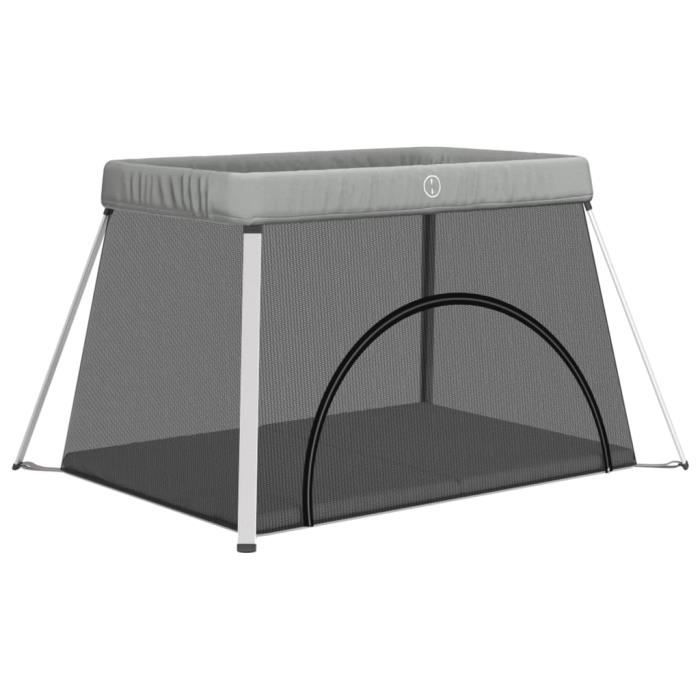 VidaXL Parc Bébé Avec Matelas Lit De Voyage 2 En 1 Pliable Gris Clair Tissu Lin
