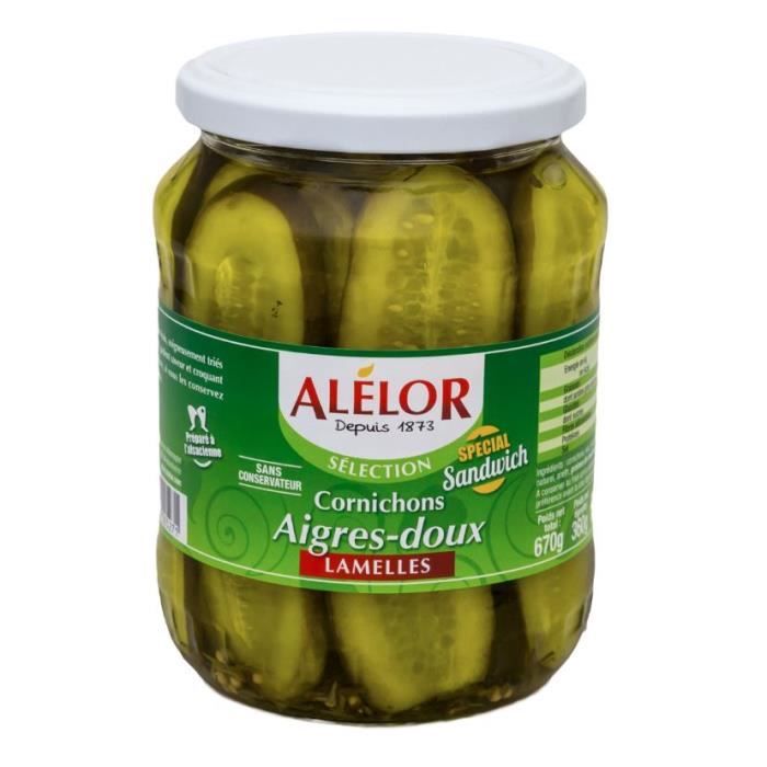 Cornichons AigresDoux en Lamelles Alélor 72CL Cdiscount Au quotidien