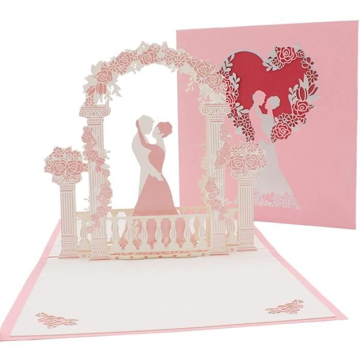 Carte De Mariage 3D - Fleur De Cerisier Rose - Carte Pop-up De Saint-Valentin Avec Enveloppe - Carte D'anniversaire Pour [655] - Beaux-Arts Et Loisirs Créatifs