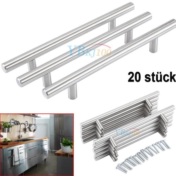 20Pcs cuisine armoire T-BAR armoire poignée de porte en acier inoxydable brossé tire