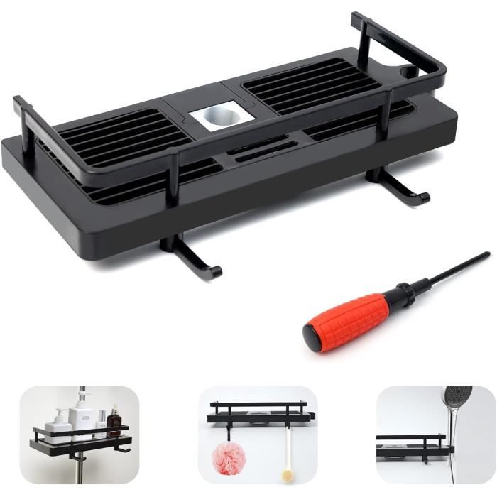 Lot De 2 Étagères D'Angle De Douche Sans Perçage Noir[u1257