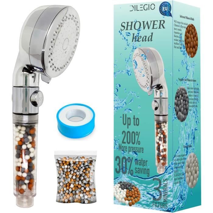 Skupro Pommeau Douche Anti-Calcaire 7 Couleurs LED - Economiseur D'Eau Haute Pression Avec Filtre Ionique